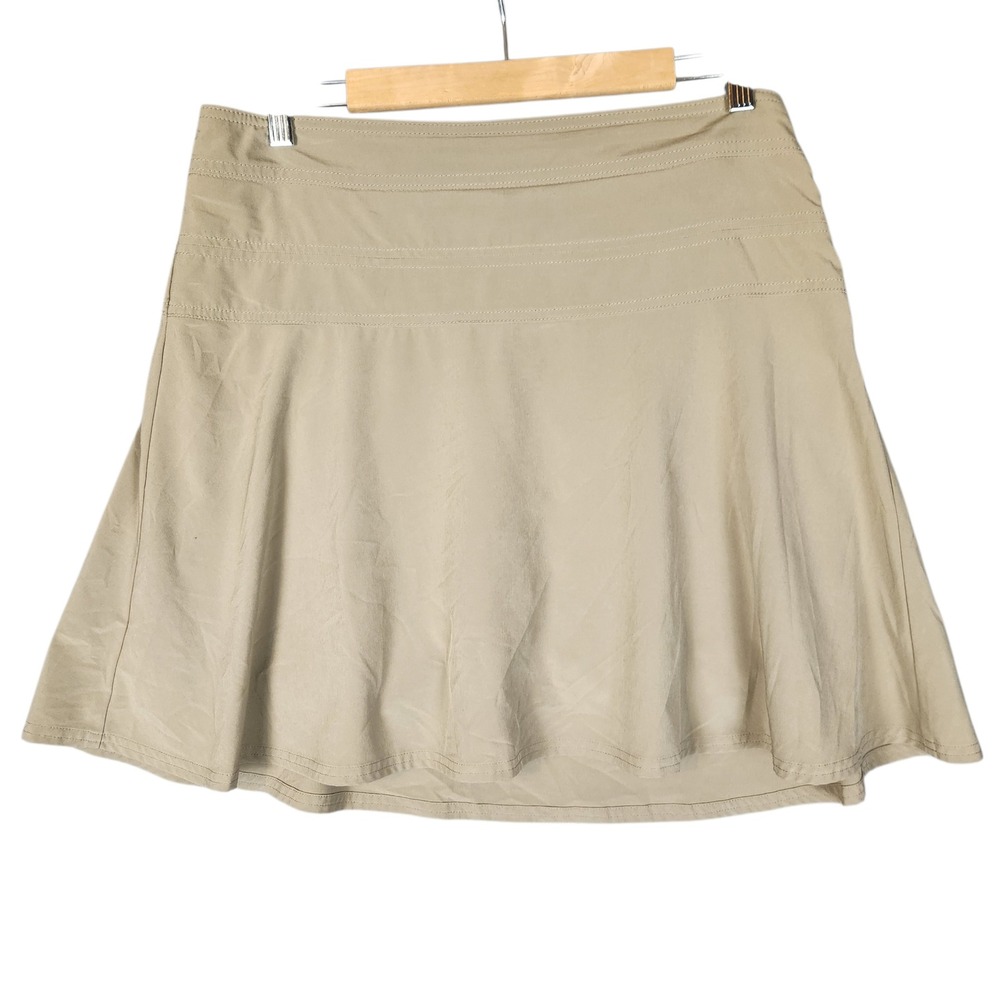Athleta Skort Women's 12 Tan Mini Zip Pocket Hiking Golf Activewear